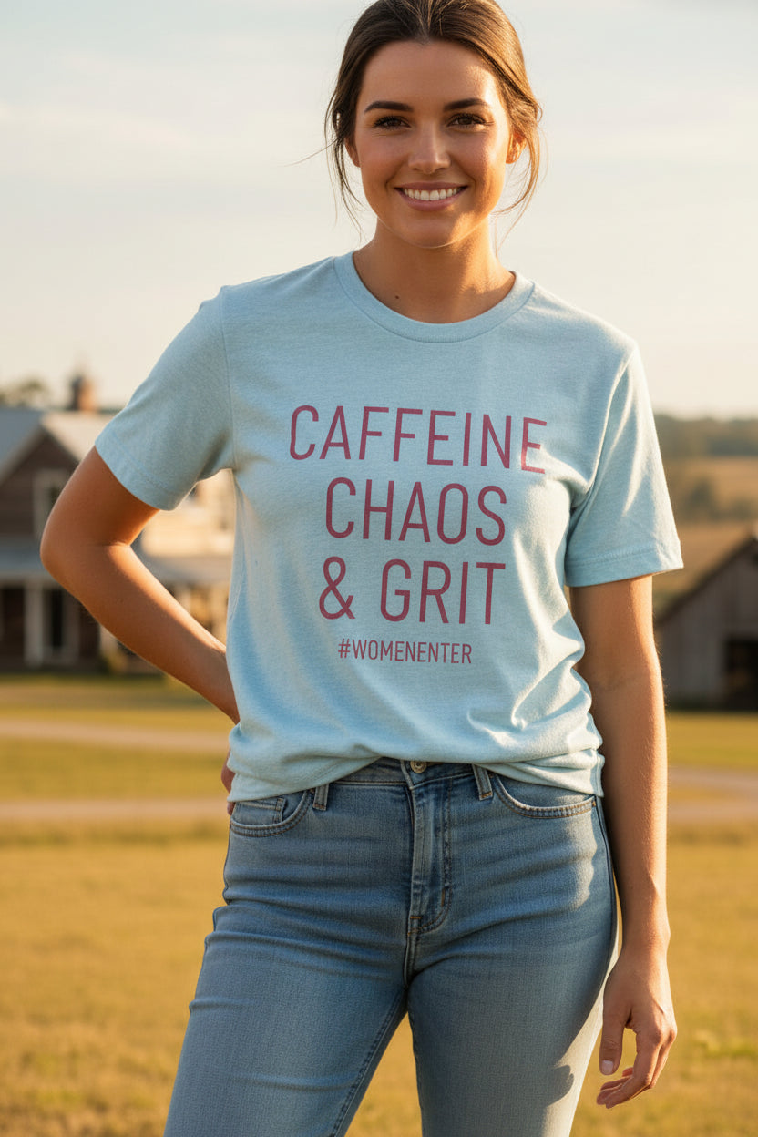 Caffeine, Chaos & Grit T-Shirt — WomenGritCo