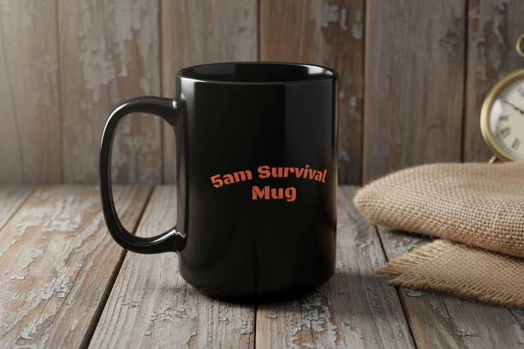 5am Survival Mug Black Mug, 15oz