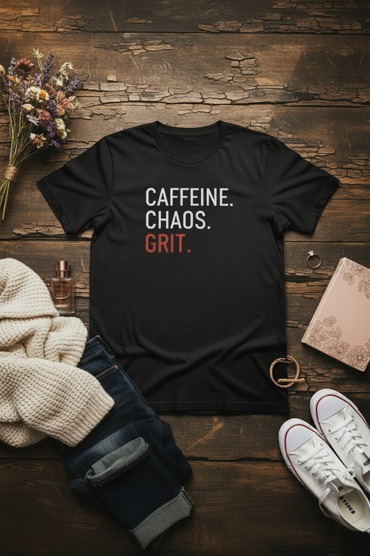 CAFFEINE, CHAOS, GRIT TSHIRT
