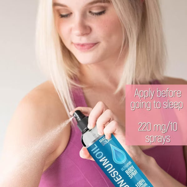 Magnum Solace Ultra Pure Magnesium Oil Spray - 100% Natural w/ Dead Sea Salt, Stronger Than Magnesium Lotion and Magnesium Cream (8 oz)