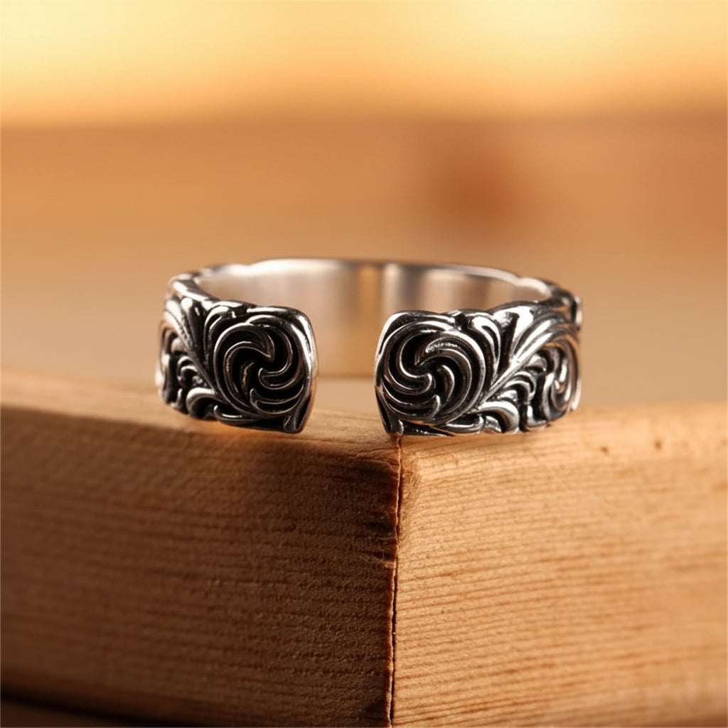 Silver Retro Simple And Personalized Jewelry With Vajra And Grass Patterns
