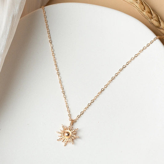 Simple Gold Color Sun Pendant Necklace
