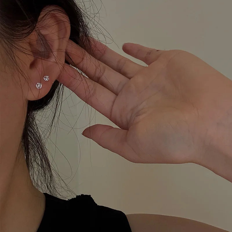 Earrings Silver 925 Irregular Zircon Mini Simple Elegant Versatile Women's Stud Earrings