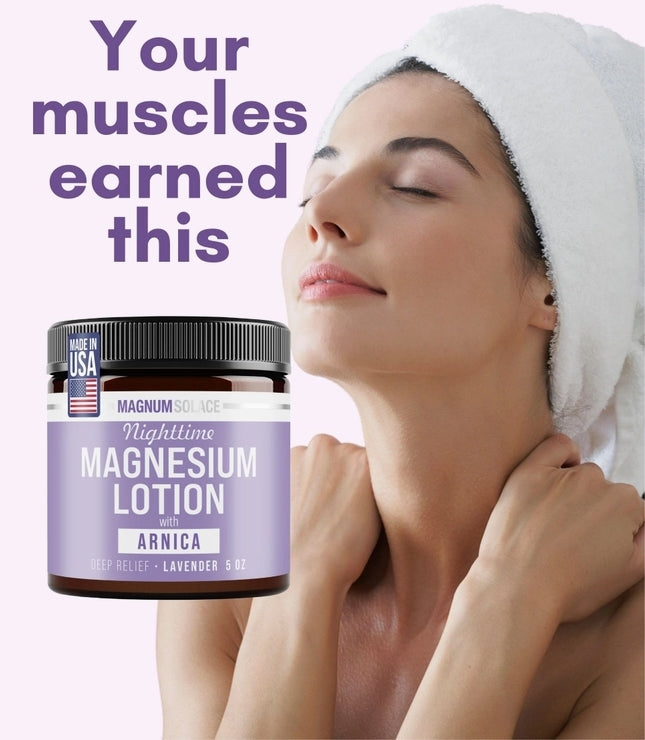 Magnum Solace Magnesium Lotion – Nighttime Magnesium Cream – Apply to Leg Muscles, Arms or Chest - Topical Magnesium Chloride – USA Made 5 oz.