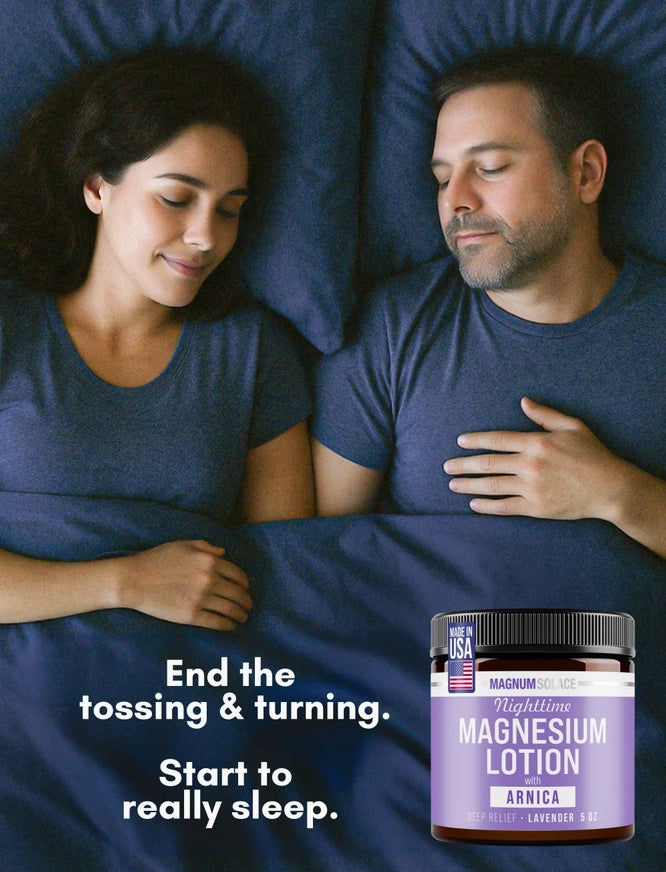 Magnum Solace Magnesium Lotion – Nighttime Magnesium Cream – Apply to Leg Muscles, Arms or Chest - Topical Magnesium Chloride – USA Made 5 oz.