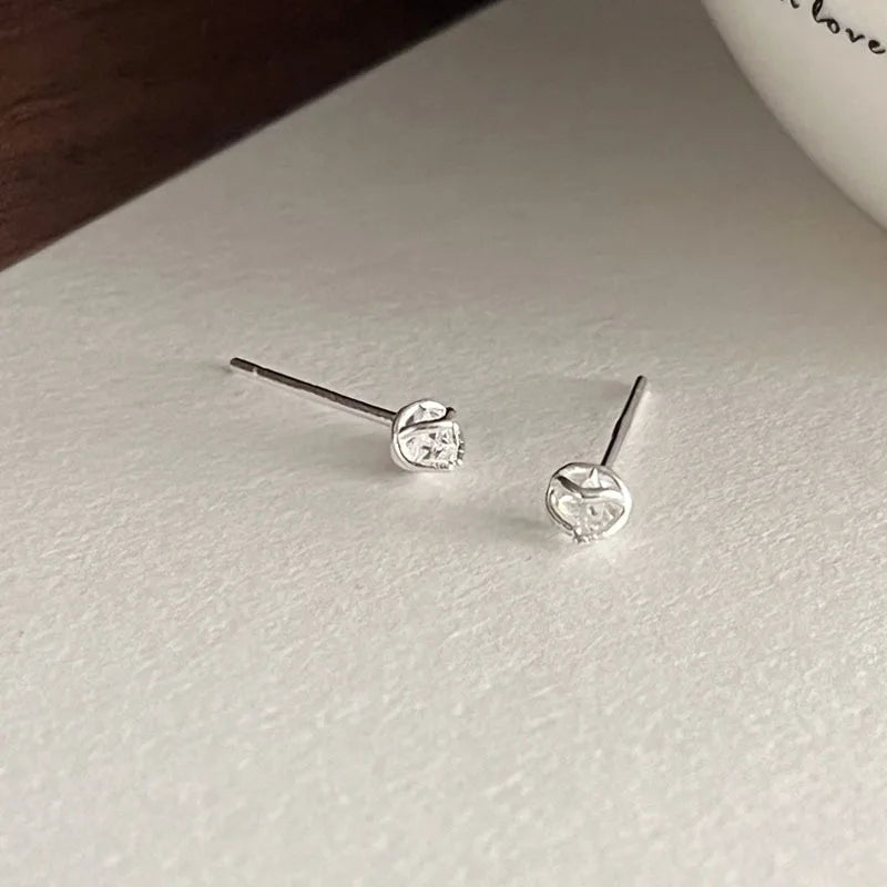 Earrings Silver 925 Irregular Zircon Mini Simple Elegant Versatile Women's Stud Earrings